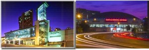 Left: 1987's Nashville Convention Center on Broadway.  Right: 1962's Municipal Auditorium on James Robertson Pkwy.