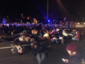 Protesters lie-down in Interstate 24 near LP Field, 11/25/14